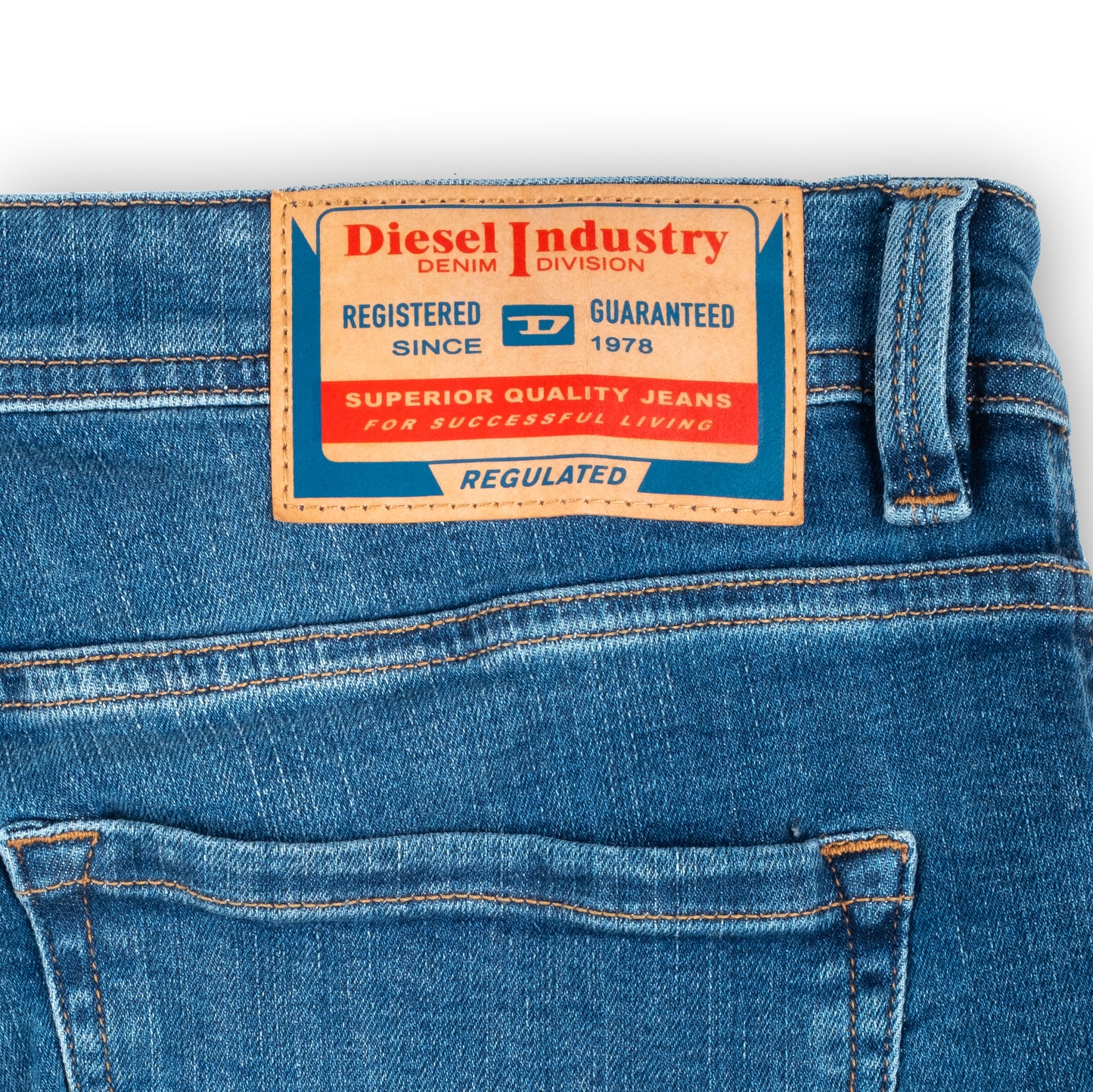 Calças Jeans Homem Diesel Azul Médio Slim Fit com Efeito Lavado