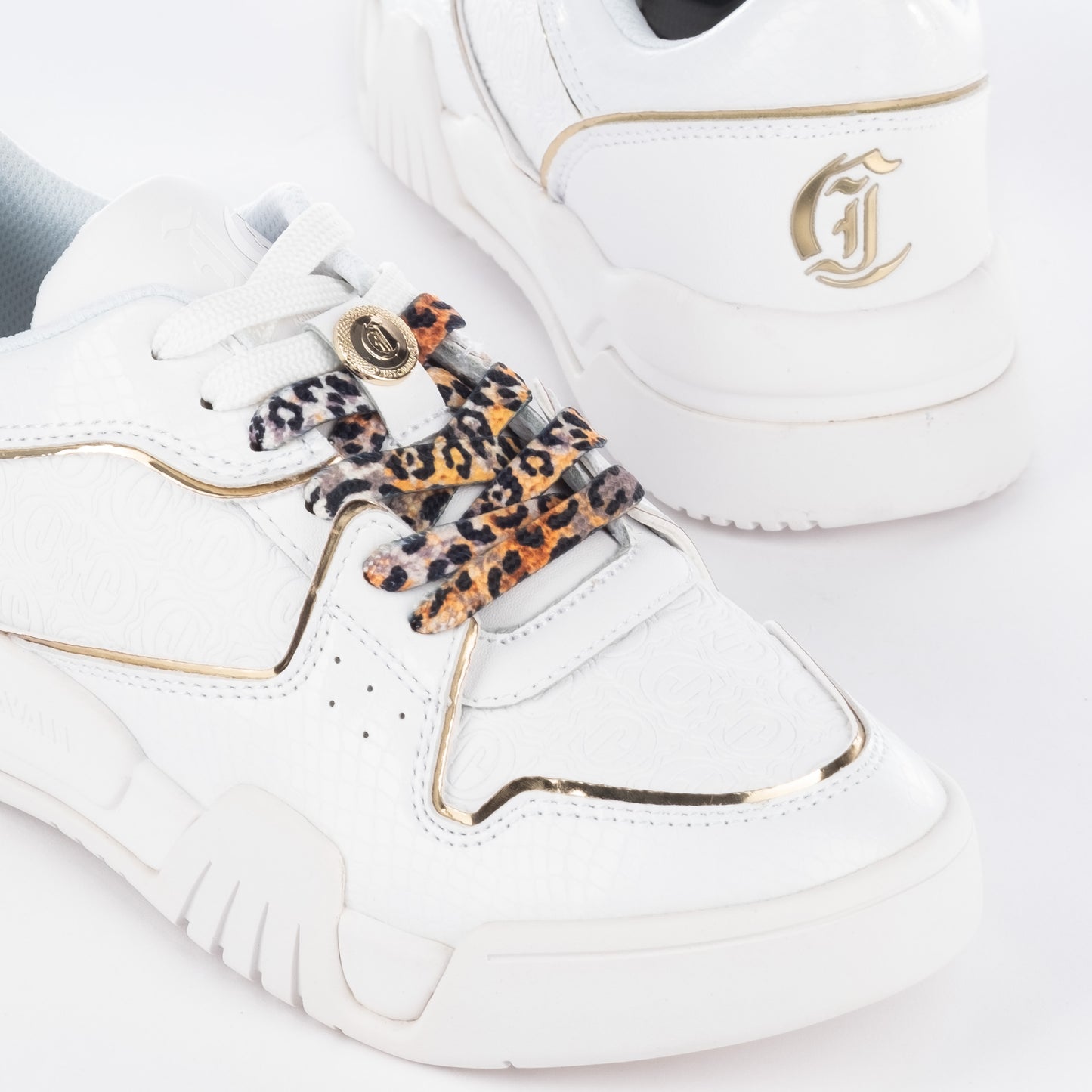 Ténis Mulher Just Cavalli Branco com Detalhes Dourados