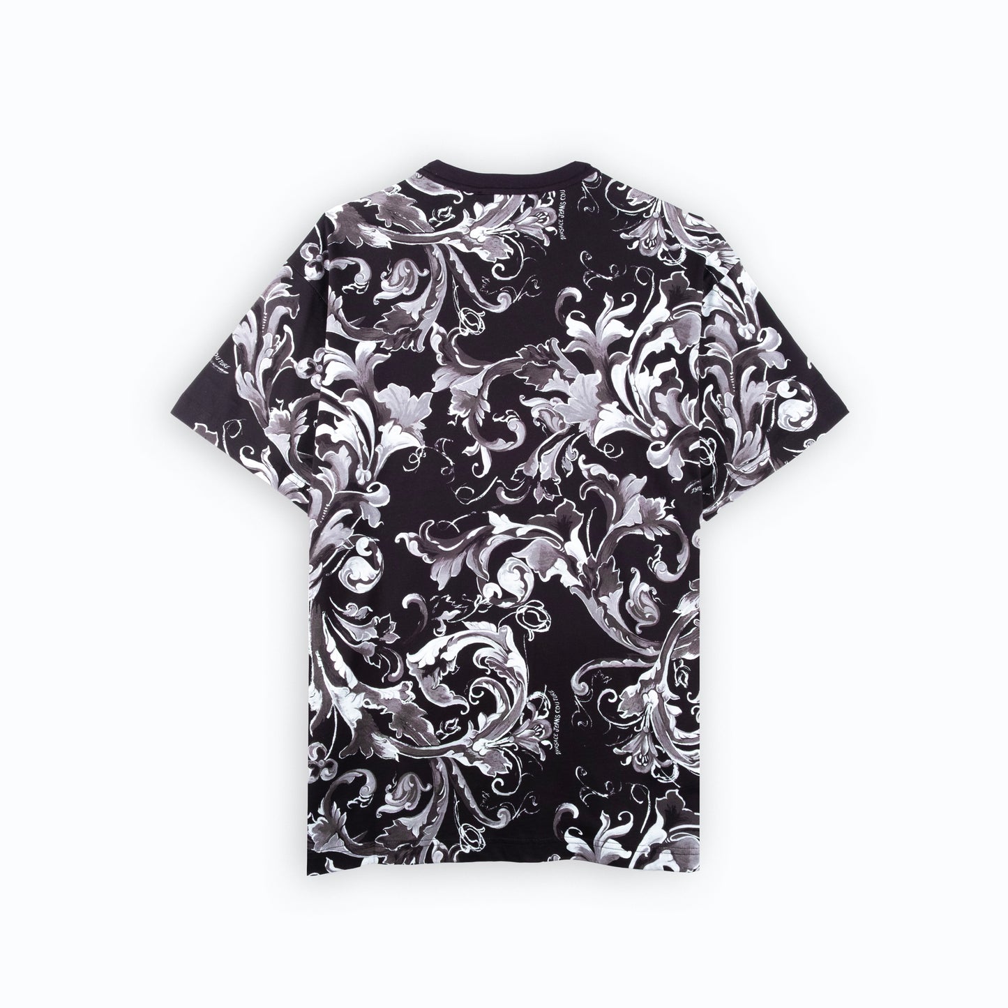 T-Shirt Homem Versace Couture Preta com Detalhes Decorativos nas Mangas