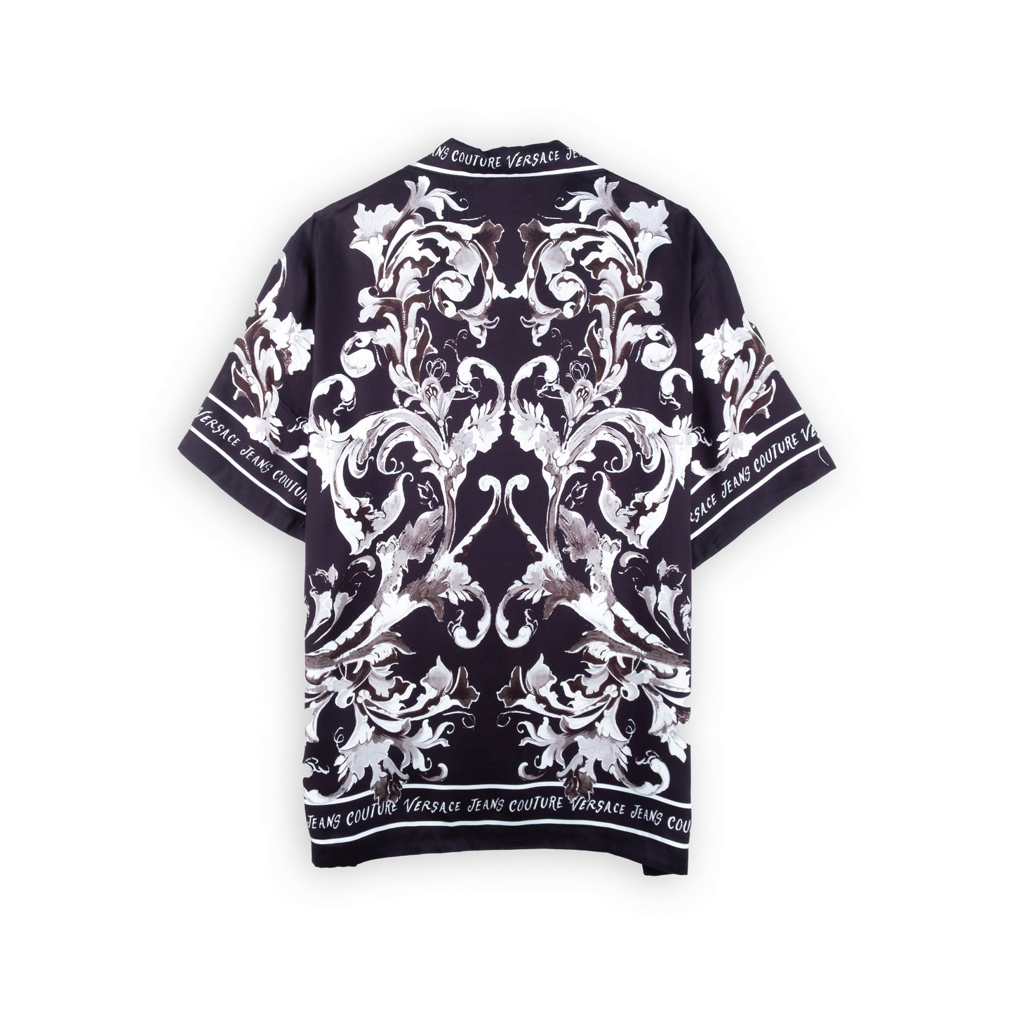 Camisa Homem Versace Jeans Couture Preta com Estampa Barroca Detalhada