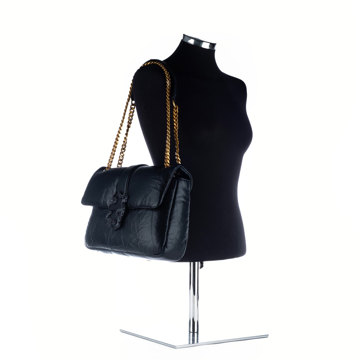 Bolsa de ombro Just Cavalli Preto Detalhes Elegantes