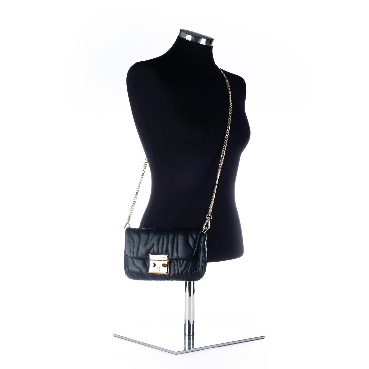 Bolsa Tiracolo Clutch Just Cavalli Preta com Fecho Dourado