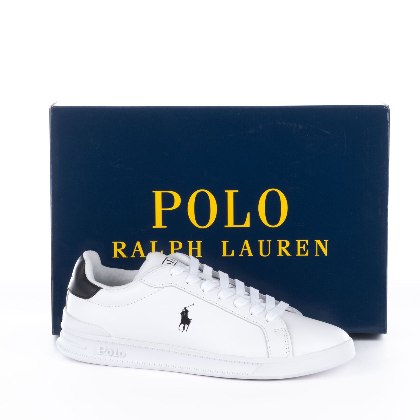 Ténis Homem Ralph Lauren Branco e Preto com Logo Bordado