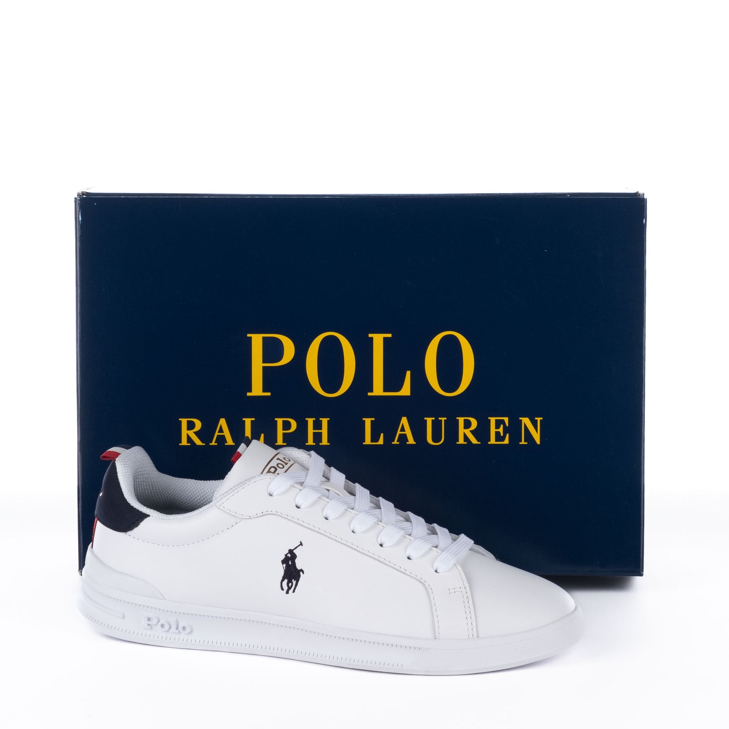 Ténis Homem Ralph Lauren Branco com Detalhes em Azul e Vermelho