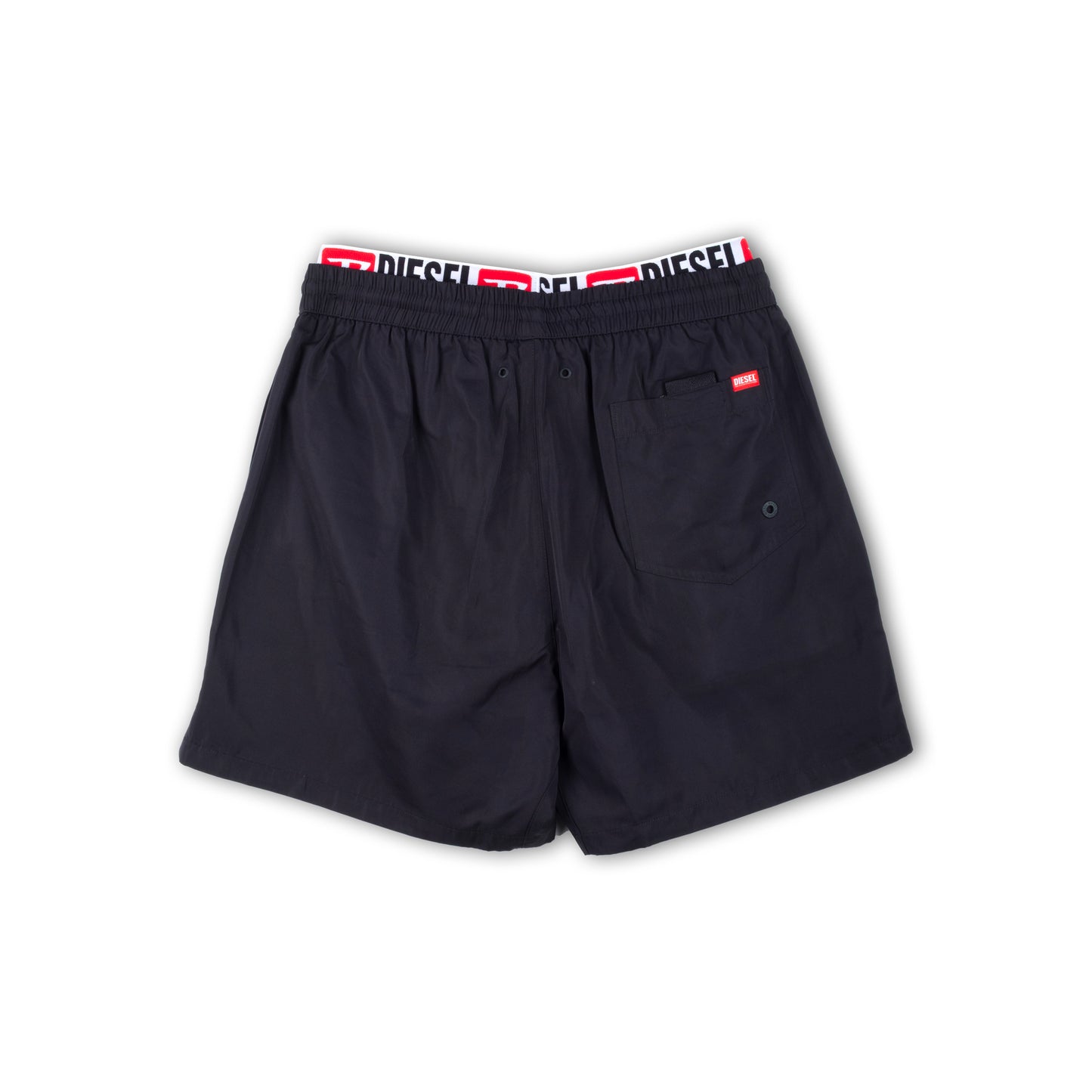 Calções de Banho Homem Diesel Pretos com Logo Lateral e Cintura Elástica
