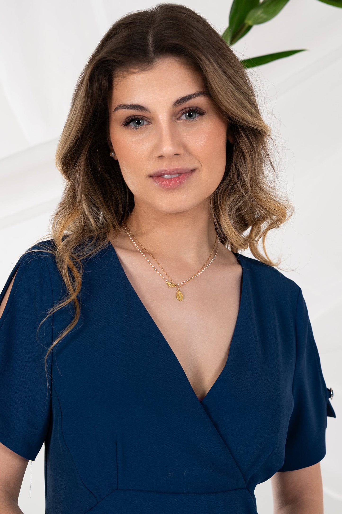 Vestido Ana Sousa Azul com Mangas Detalhadas