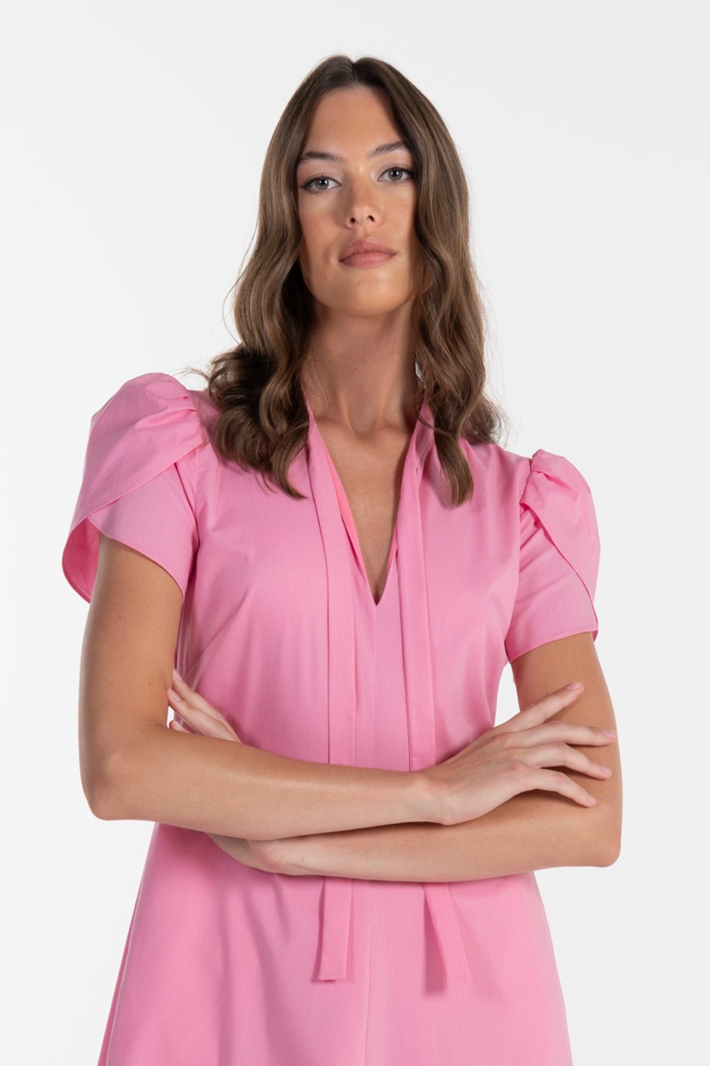 Vestido Rosa de Mulher ANA SOUSA com Mangas Curvas