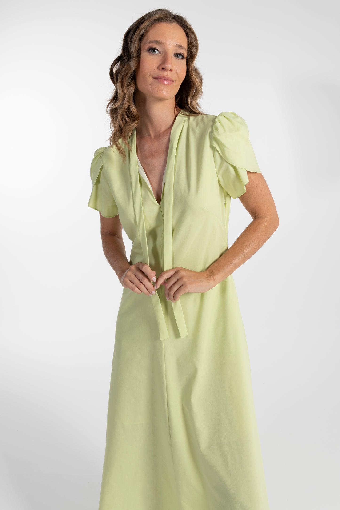 Vestido Amarelo Pastel de Mulher ANA SOUSA com Mangas Curvas