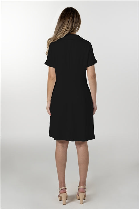 Vestido Mulher ANA SOUSA Preto Curto com Decote em V e Bolsos Laterais