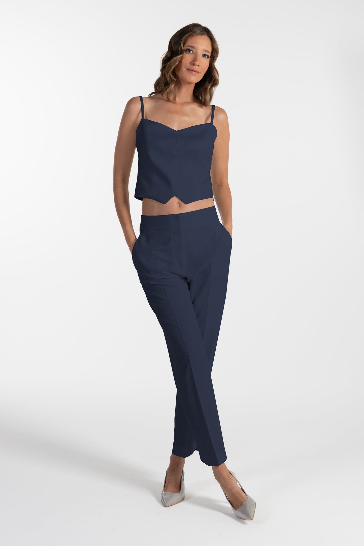 Calças s Ana Sousa Azul Elegante