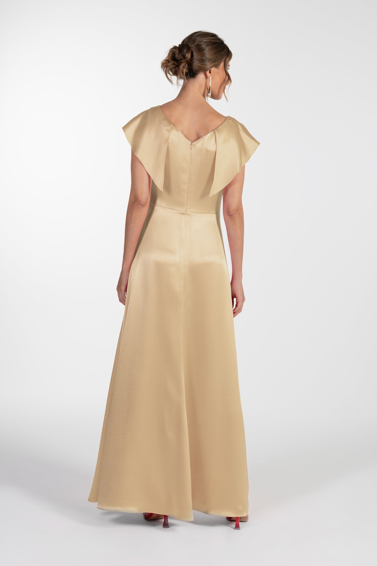 Vestido Bege de Mulher ANA SOUSA em Tecido Acetinado