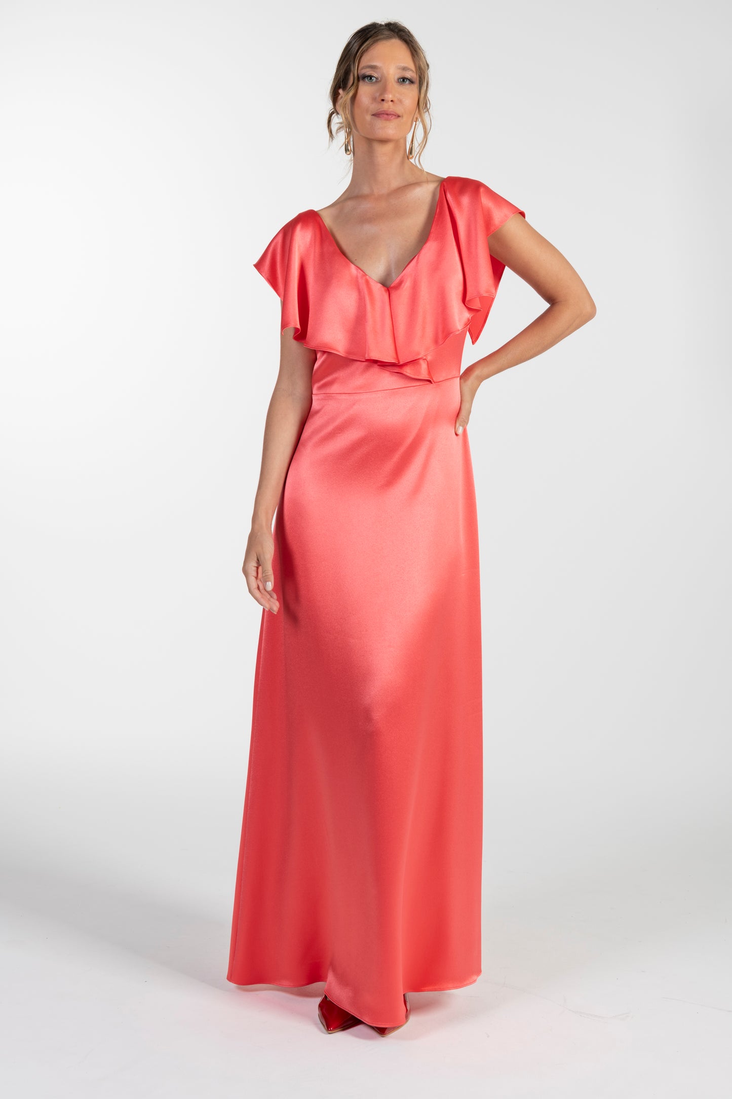 Vestido Coral de Mulher ANA SOUSA em Tecido Acetinado