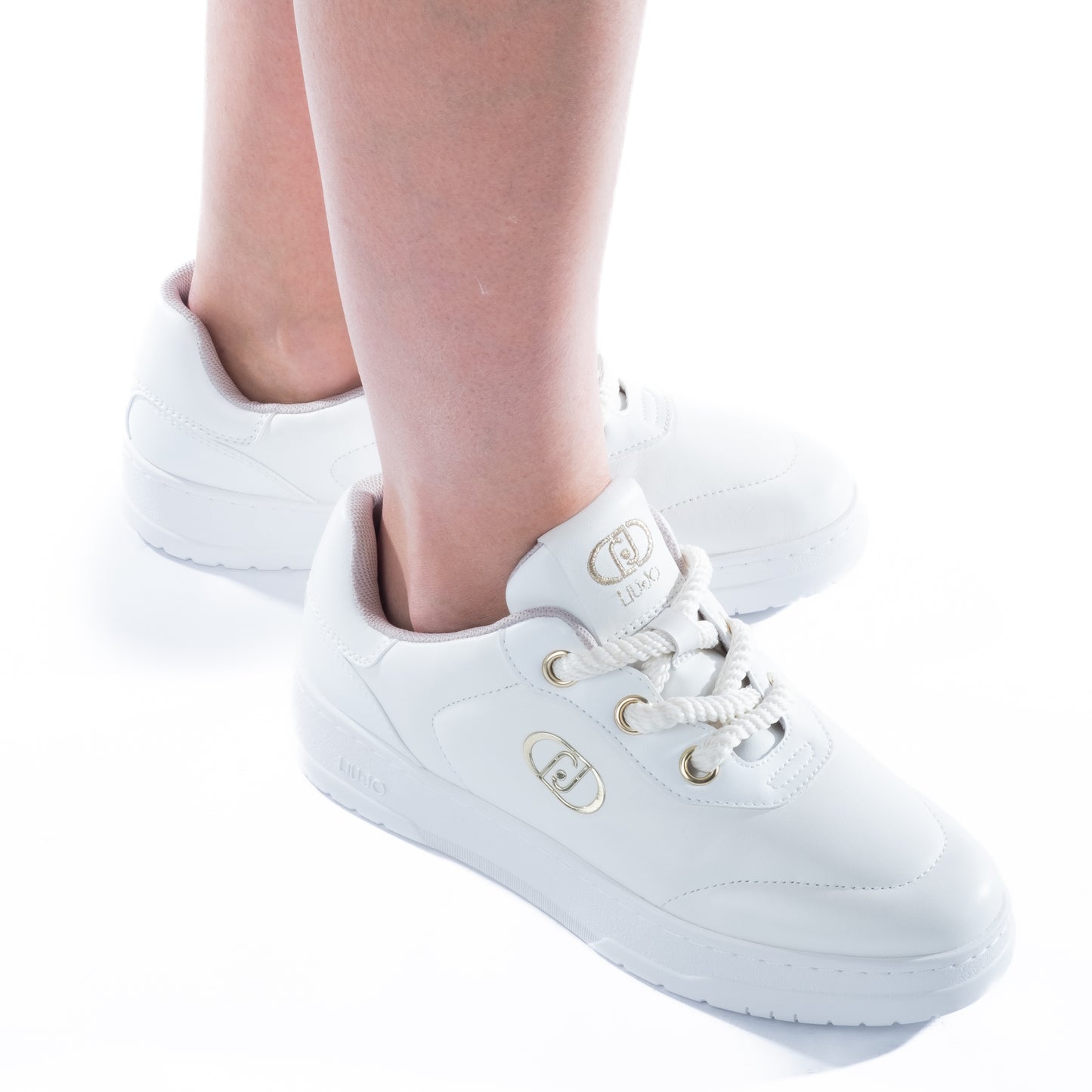 Ténis Mulher Liu Jo Brancos com Detalhes Dourados