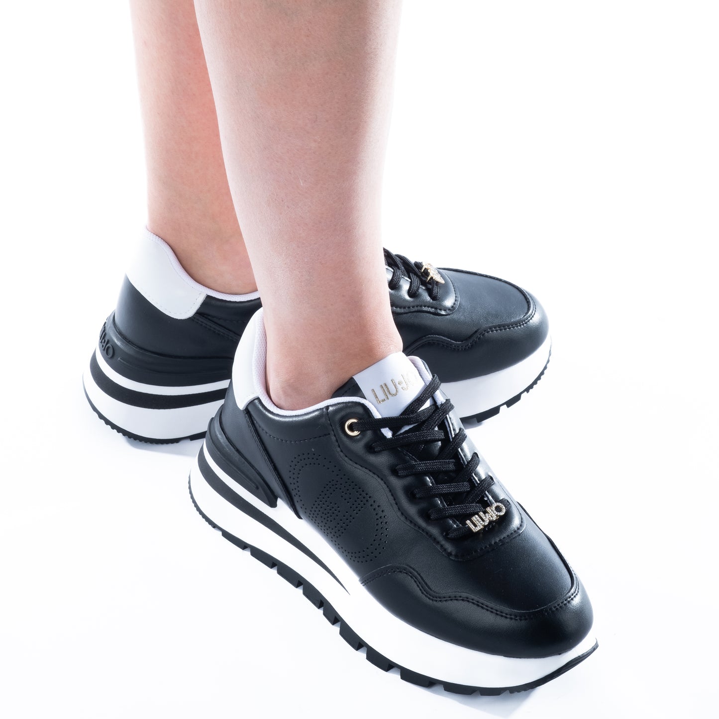 Ténis Mulher Liu Jo Preto e Branco com Detalhes Elegantes