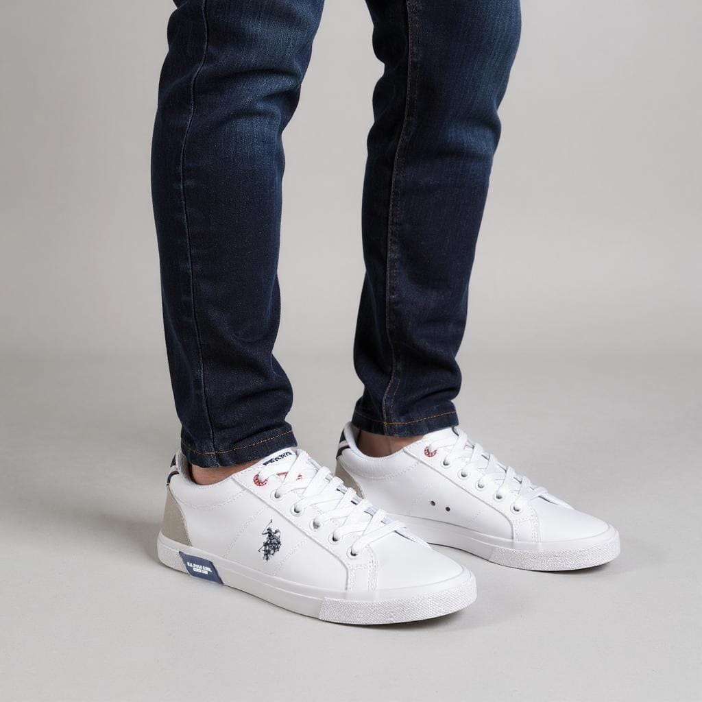 Ténis de Homem US Polo Brancos com Logótipo Bordado e Detalhes Contrastantes