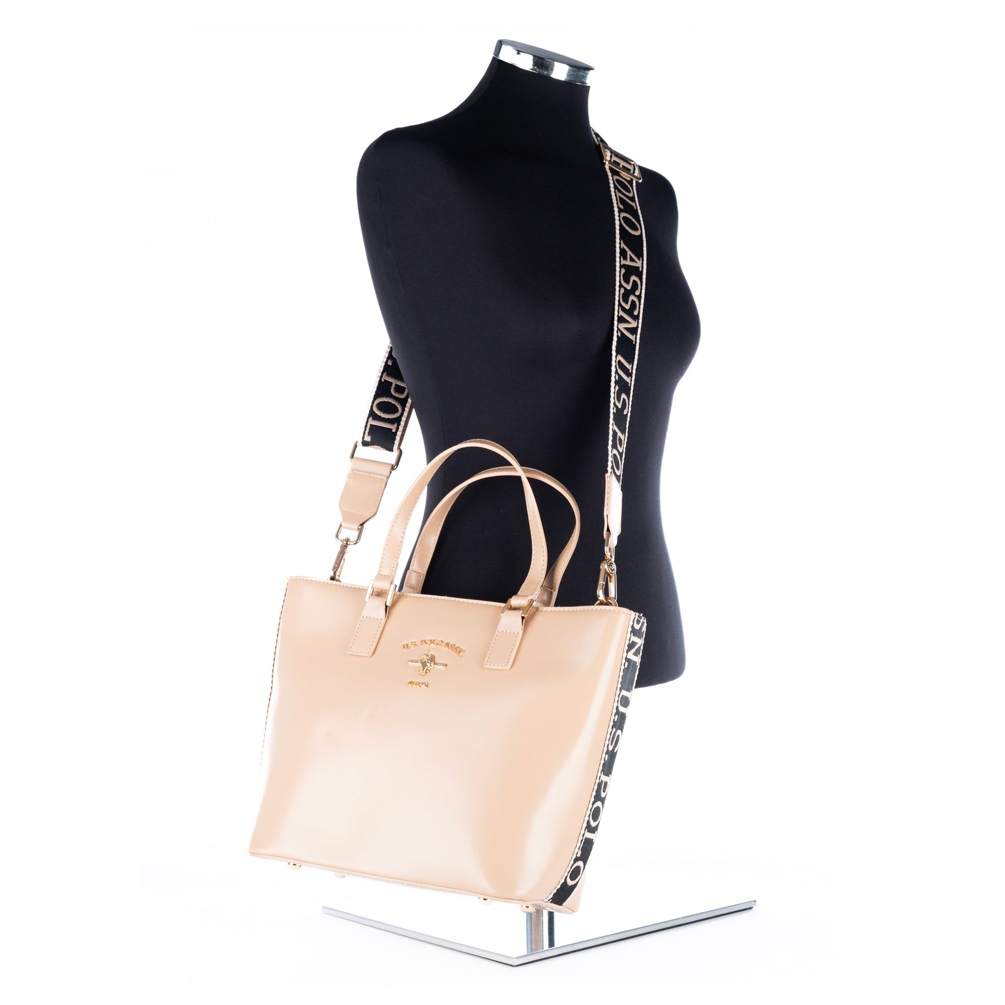 Bolsa Tote Feminina US Polo Bege com Detalhes Elegantes