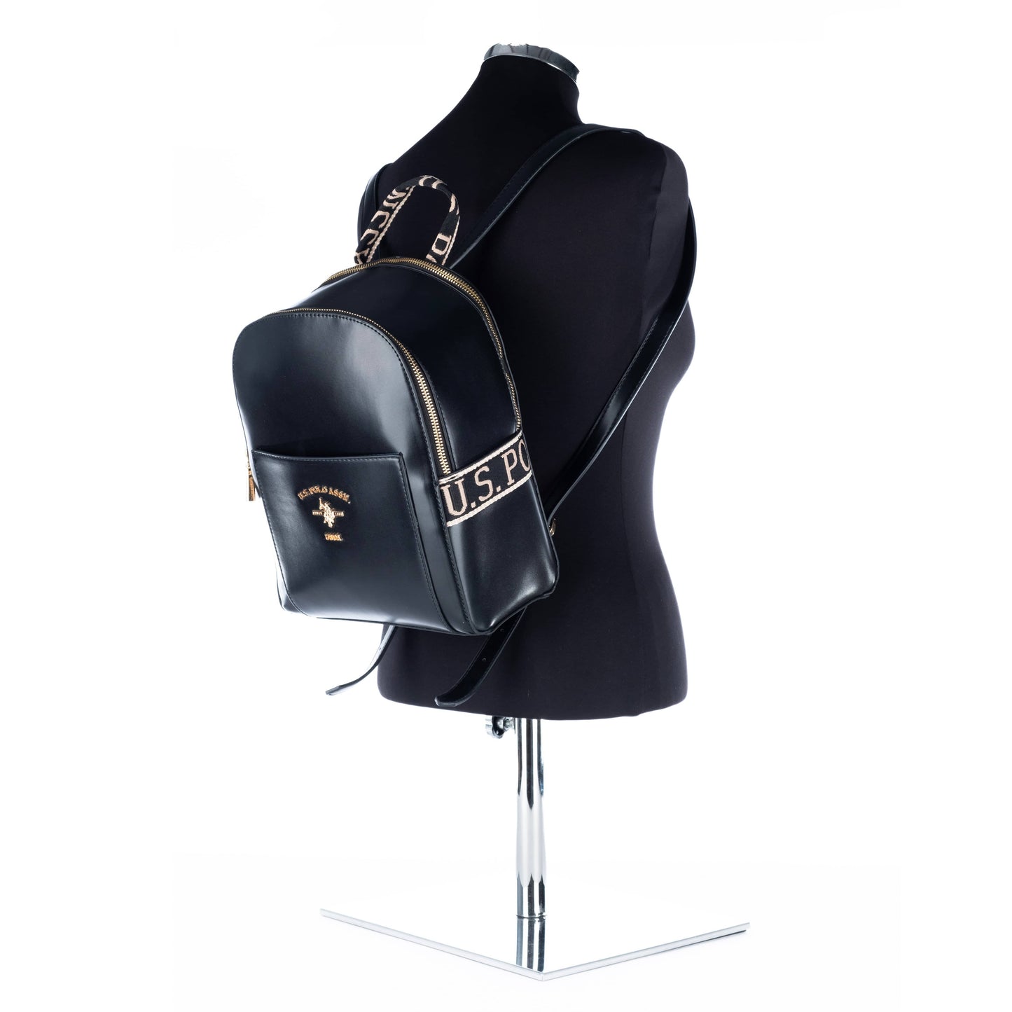 Mochila Feminina US Polo Preta com Detalhes Elegantes