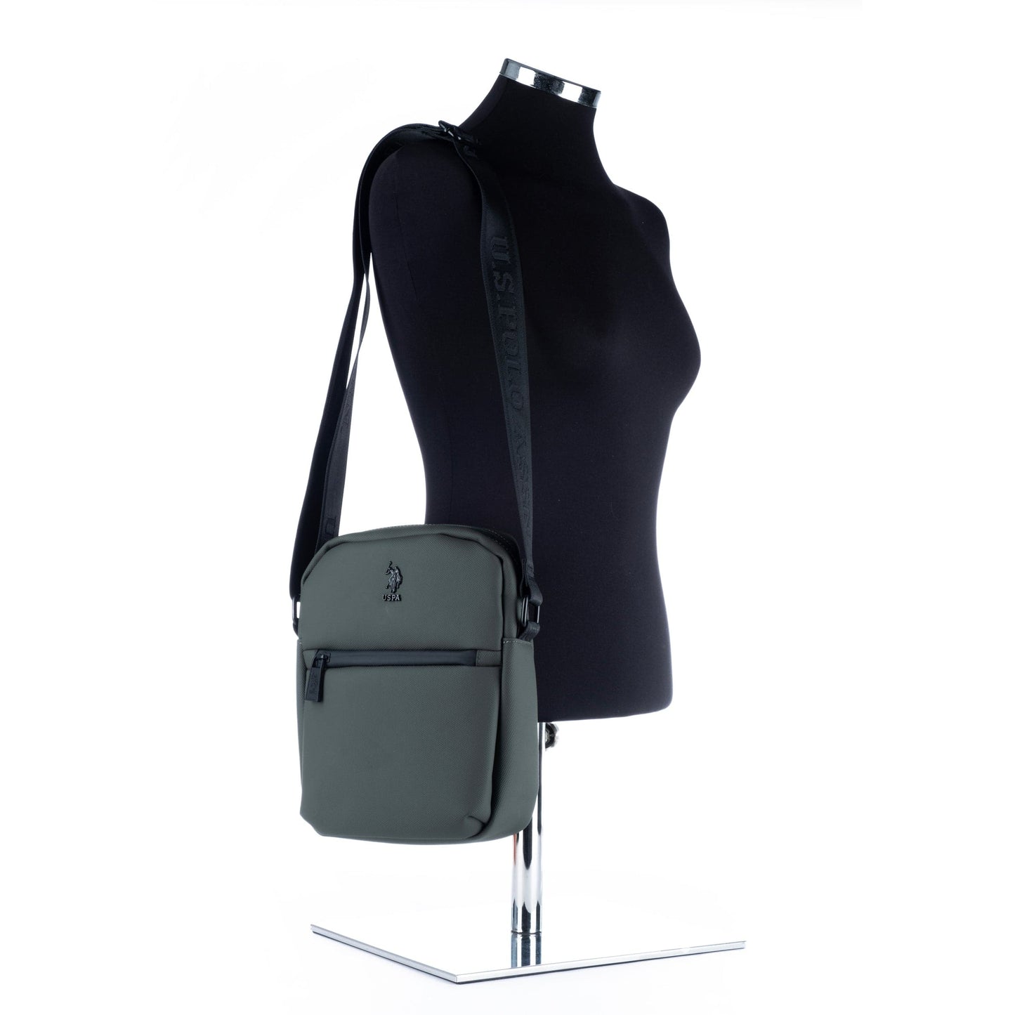 Bolsa Tiracolo de Homem US Polo em Nylon Verde com Bolso Frontal