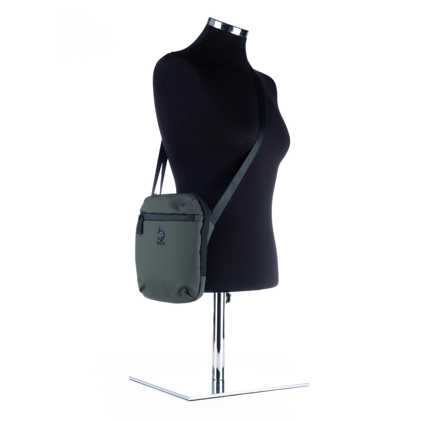 Bolsa Tiracolo Pequena de Homem US Polo em Nylon Verde com Bolsos Funcionais