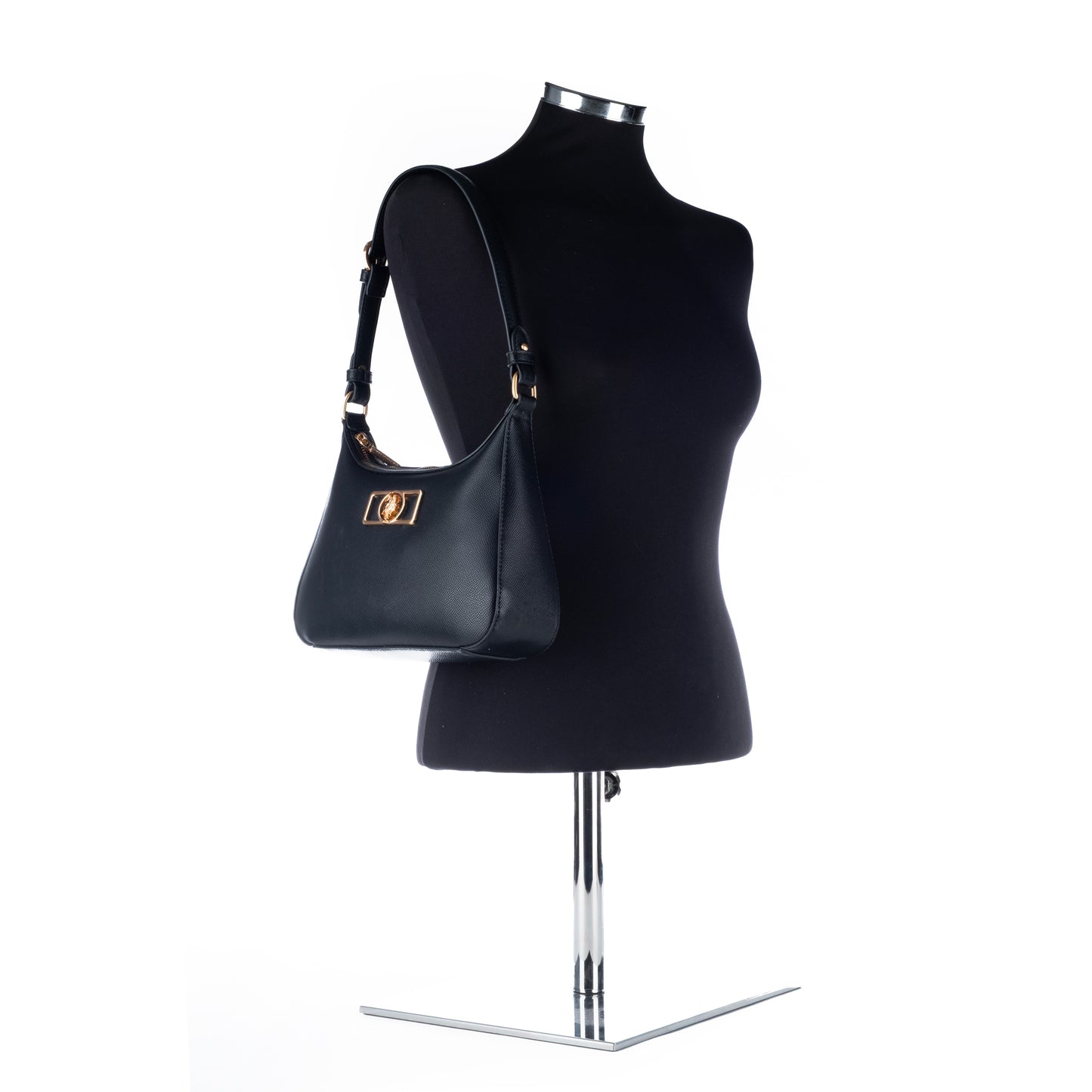 Bolsa de ombro US Polo Assn Preta com Detalhe Dourado