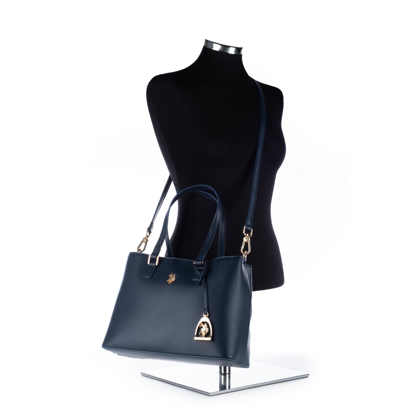 Bolsa Tote US Polo Azul Marinho com Detalhes Dourados