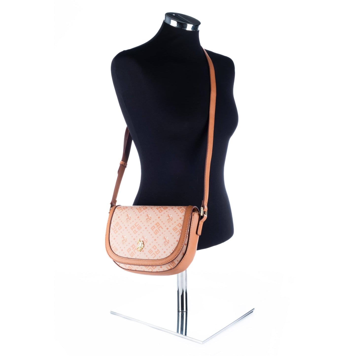 Bolsa Tiracolo Feminina US Polo Bege com Estampa