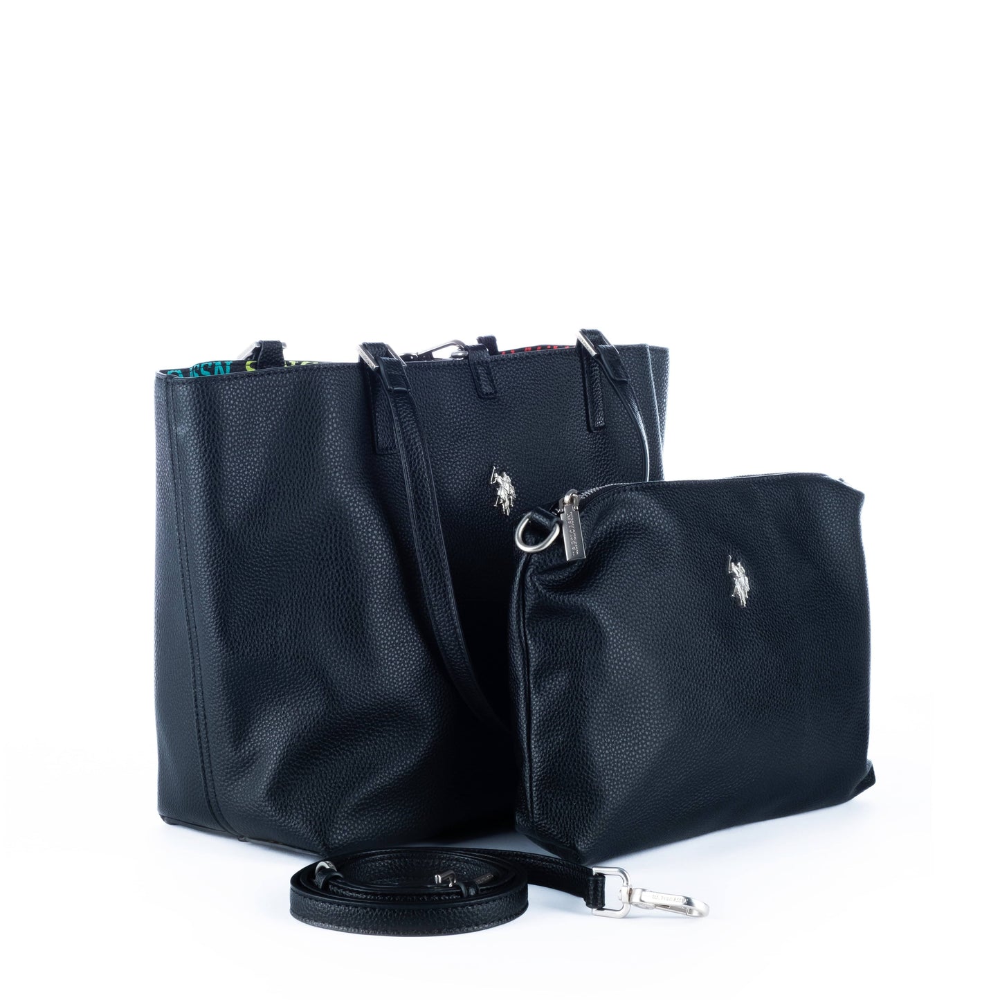 Bolsa Tote Feminina US Polo Azul-Marinho com Detalhe Metálico