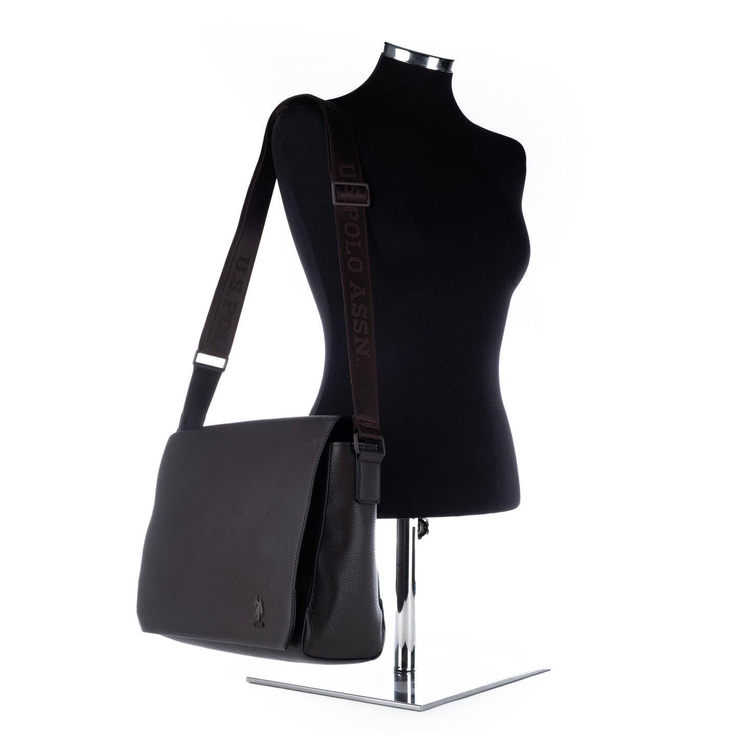 Pasta Homem US Polo Marrom Clássica com Alça Ajustável