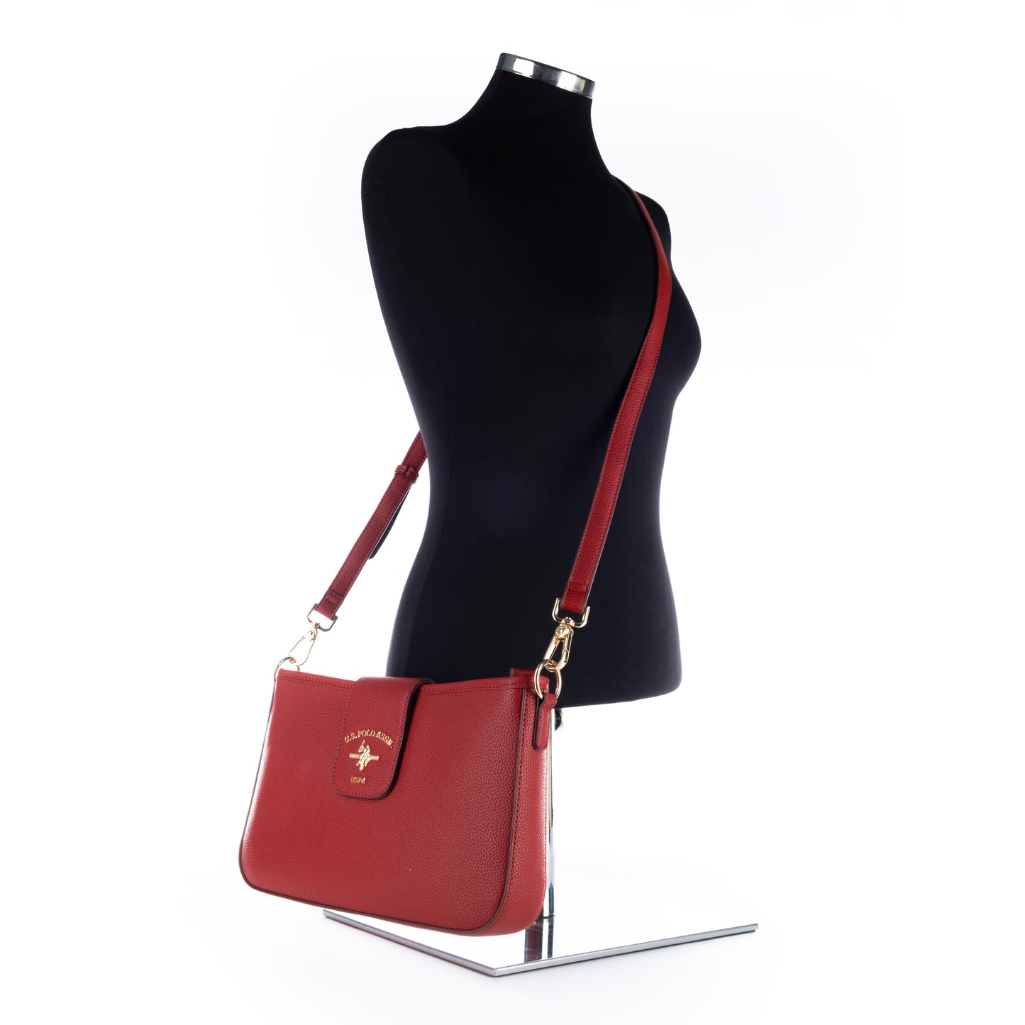 Bolsa de Ombro US Polo Vermelha com Detalhe Dourado