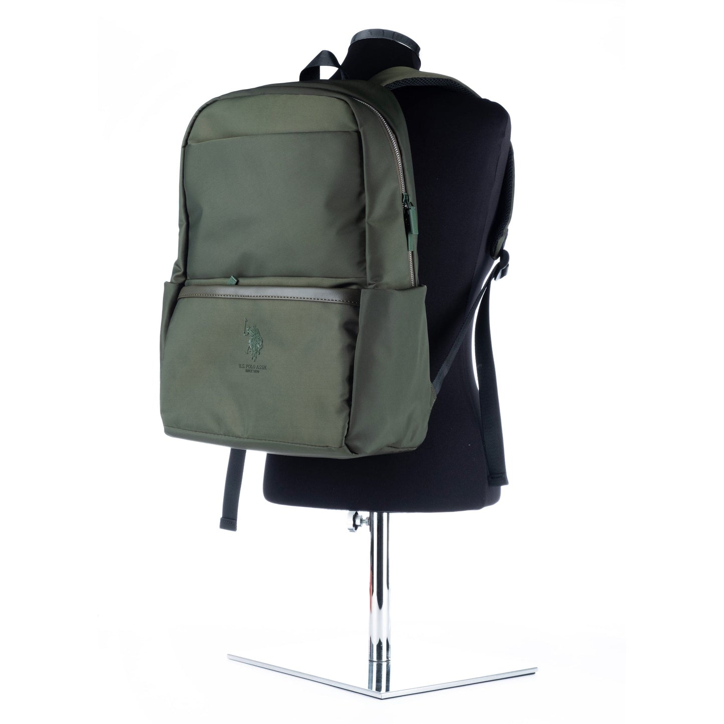 Mochila Unisexo US Polo em Tecido Verde com Design Slim e Compartimentos Laterais