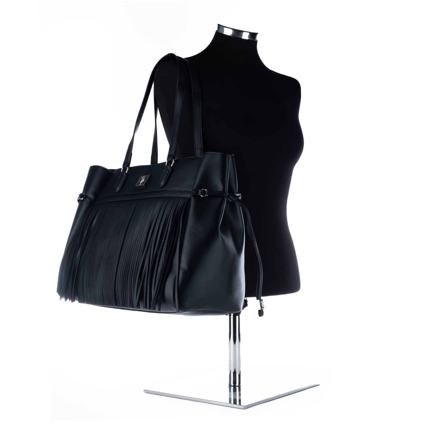 Bolsa Tote US Polo Preta com Franjas
