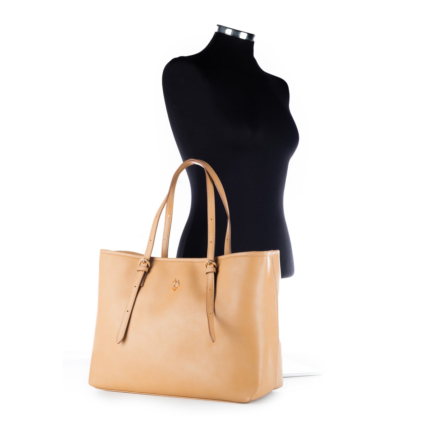 Bolsa Tote U.S. Polo Assn. Bege com Alças Ajustáveis e Detalhes Dourados