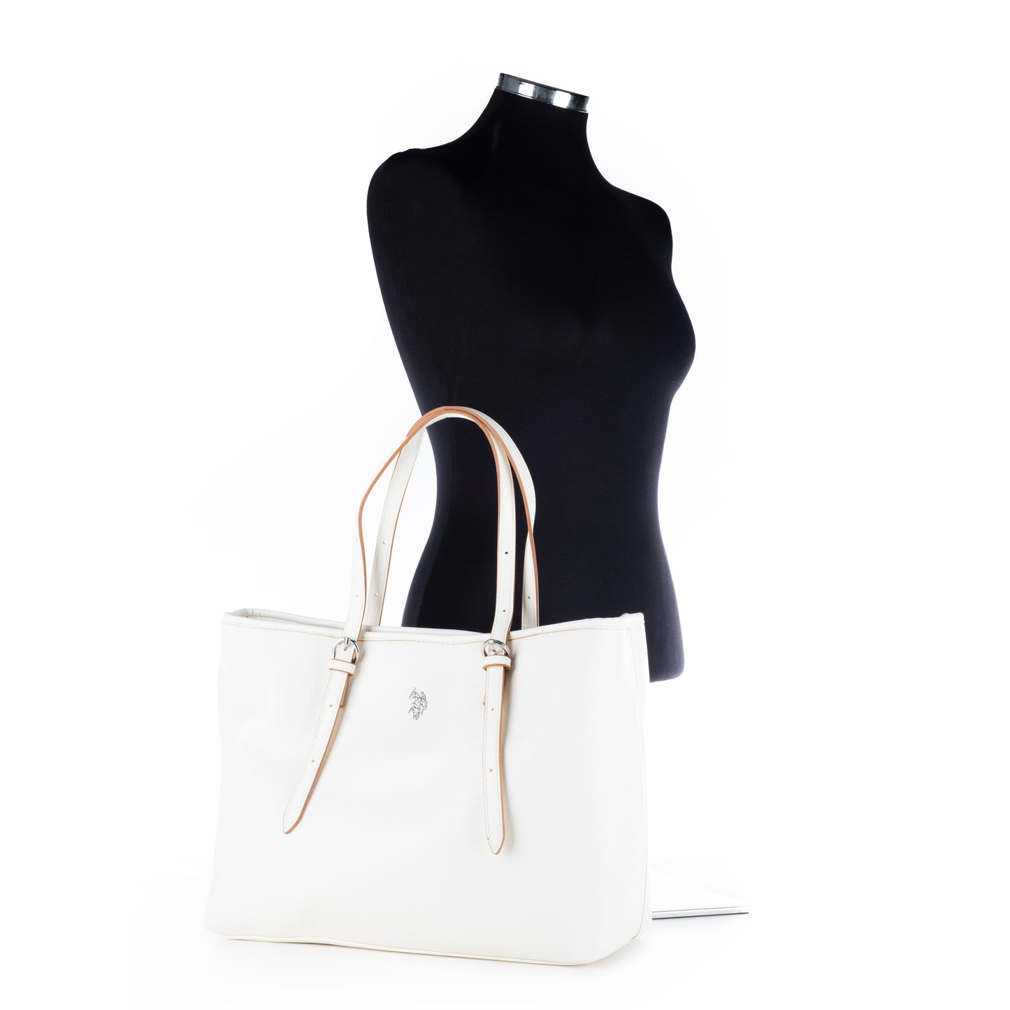 Bolsa Tote U.S. Polo Assn. Branca com Alças Ajustáveis e Detalhes Metálicos