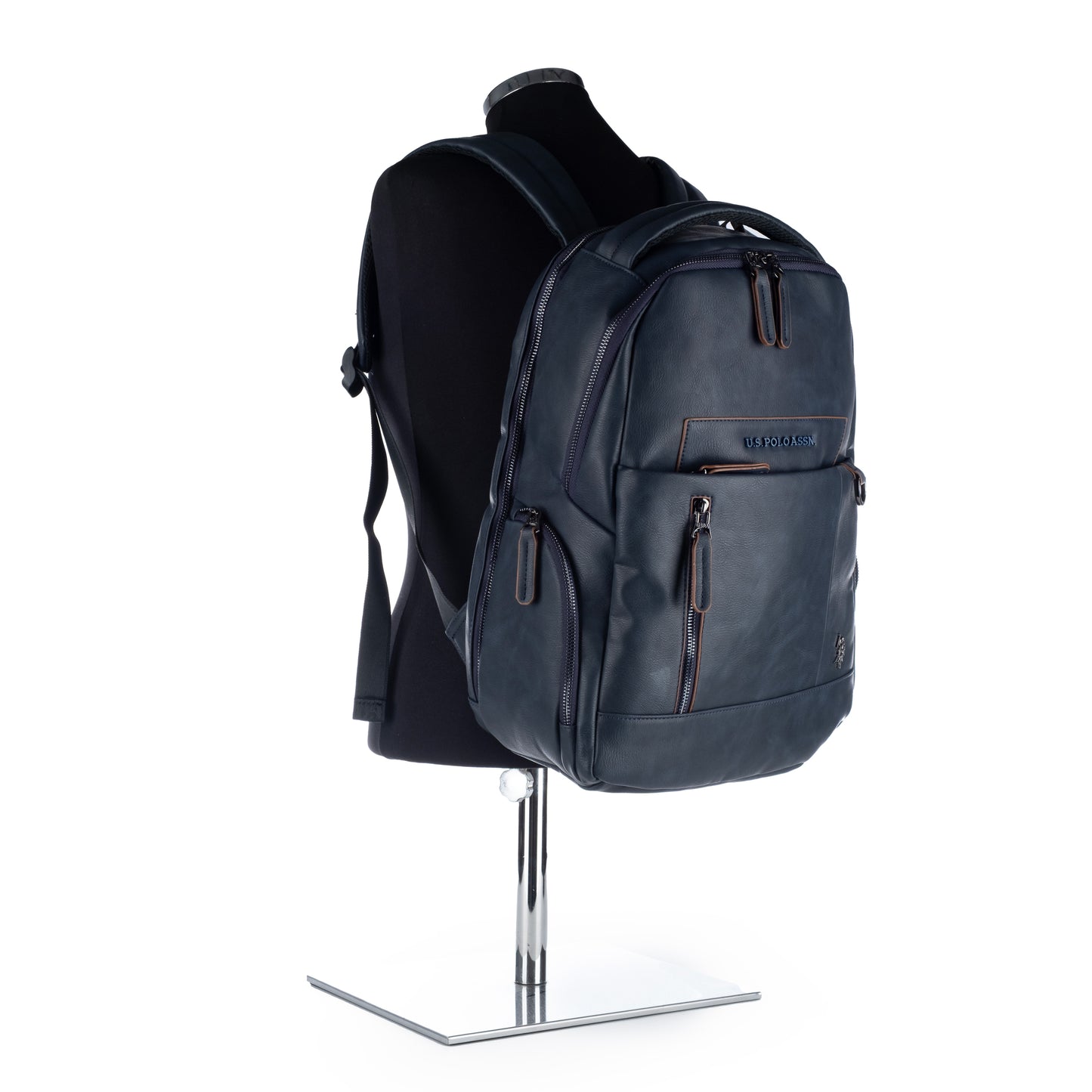 Mochila Casual Homem Us Polo Azul Marinho com Detalhes em Marrom