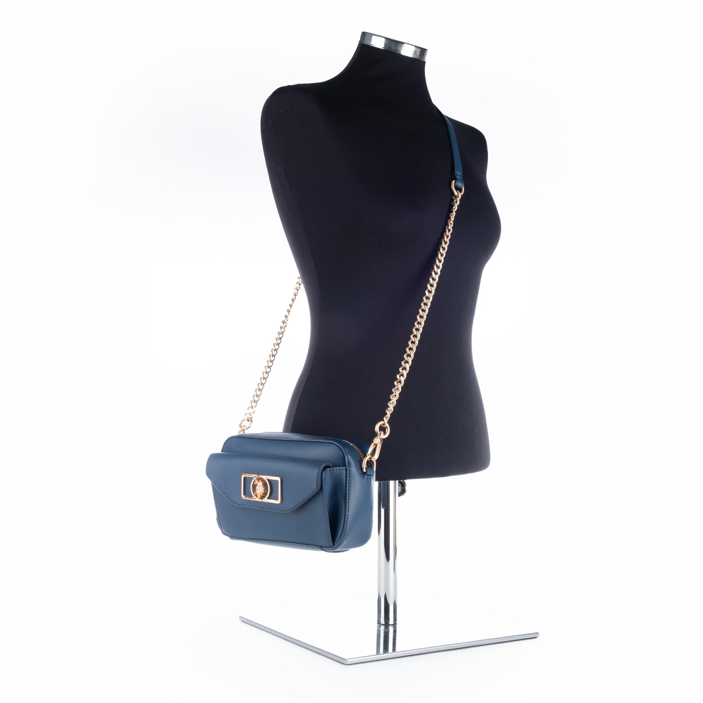Bolsa Tiracolo Tiracolo US Polo Azul Detalhe Dourado