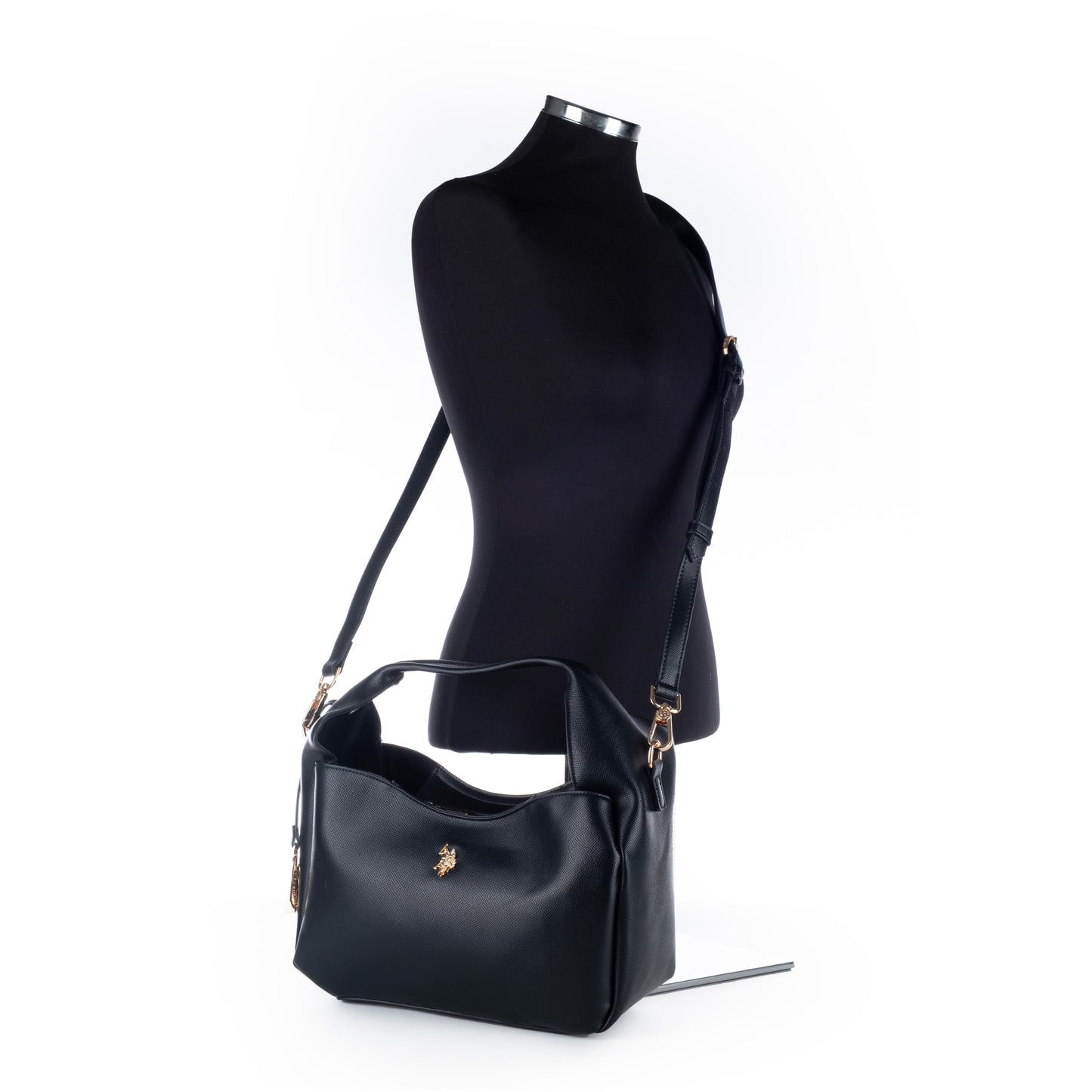 Bolsa de Ombro US Polo Preta com Detalhe