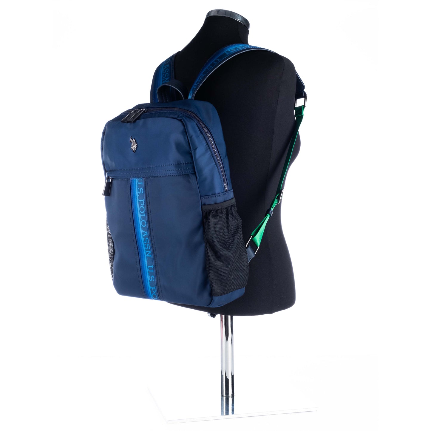 Mochila Unisexo US Polo Azul com Faixa Azul