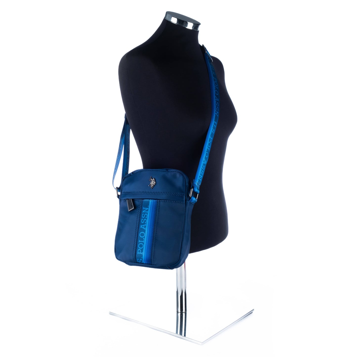 Bolsa Tiracolo Homem US Polo Azul com Faixa Azul