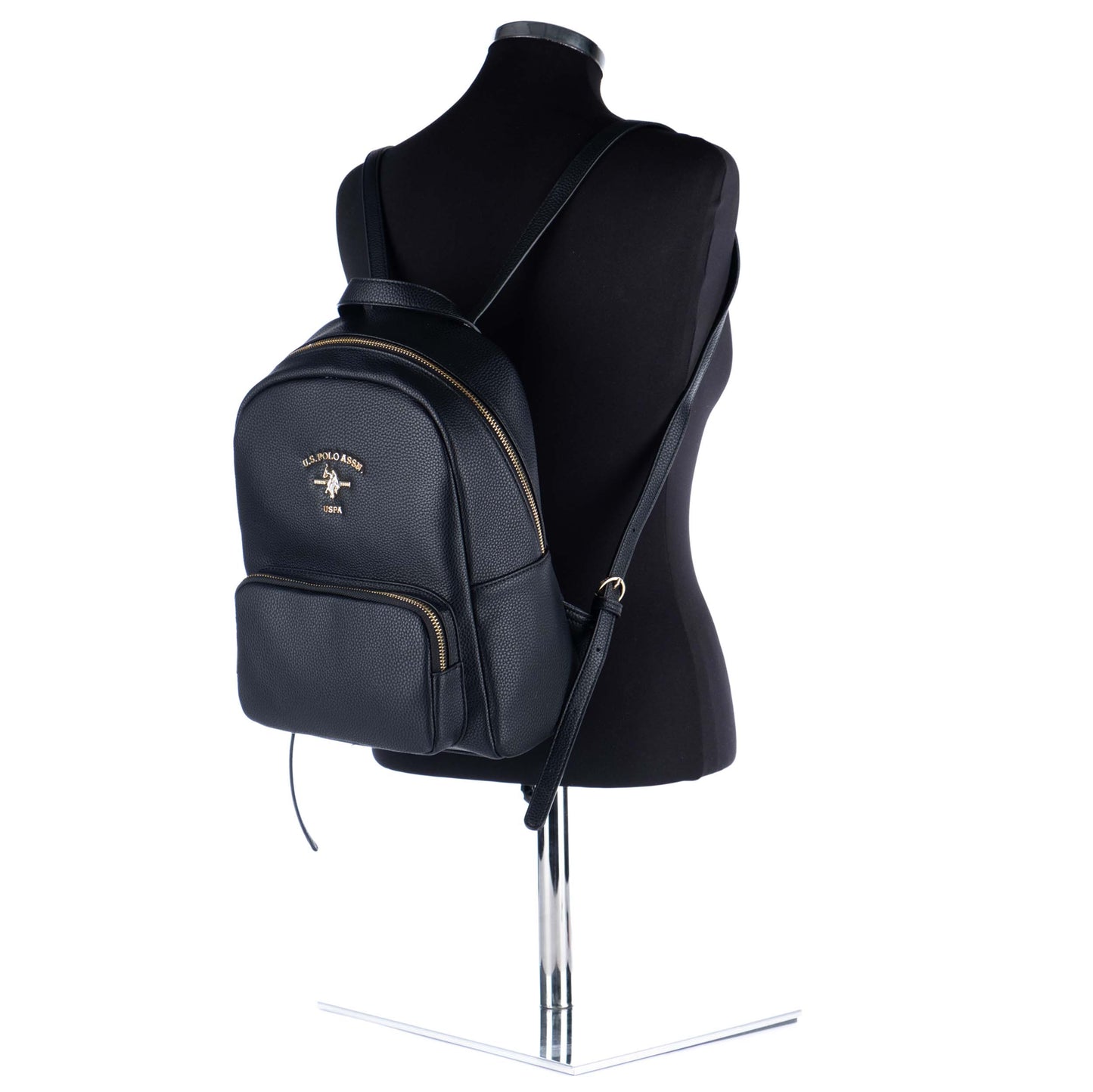 Mochila Unisexo US Polo Classic Preto com Emblema Dourado