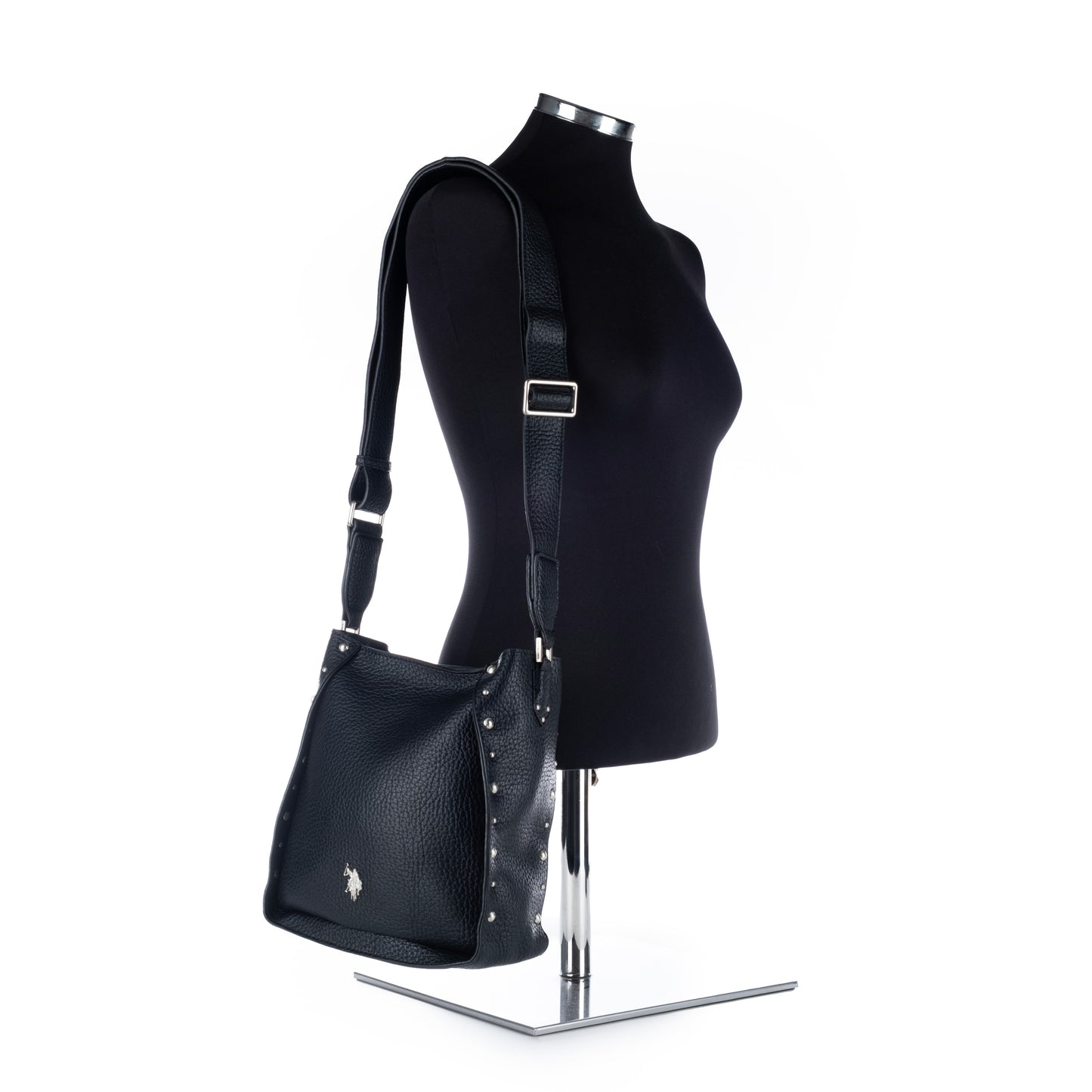 Bolsa Tiracolo Us Polo Preta com Detalhes Elegantes