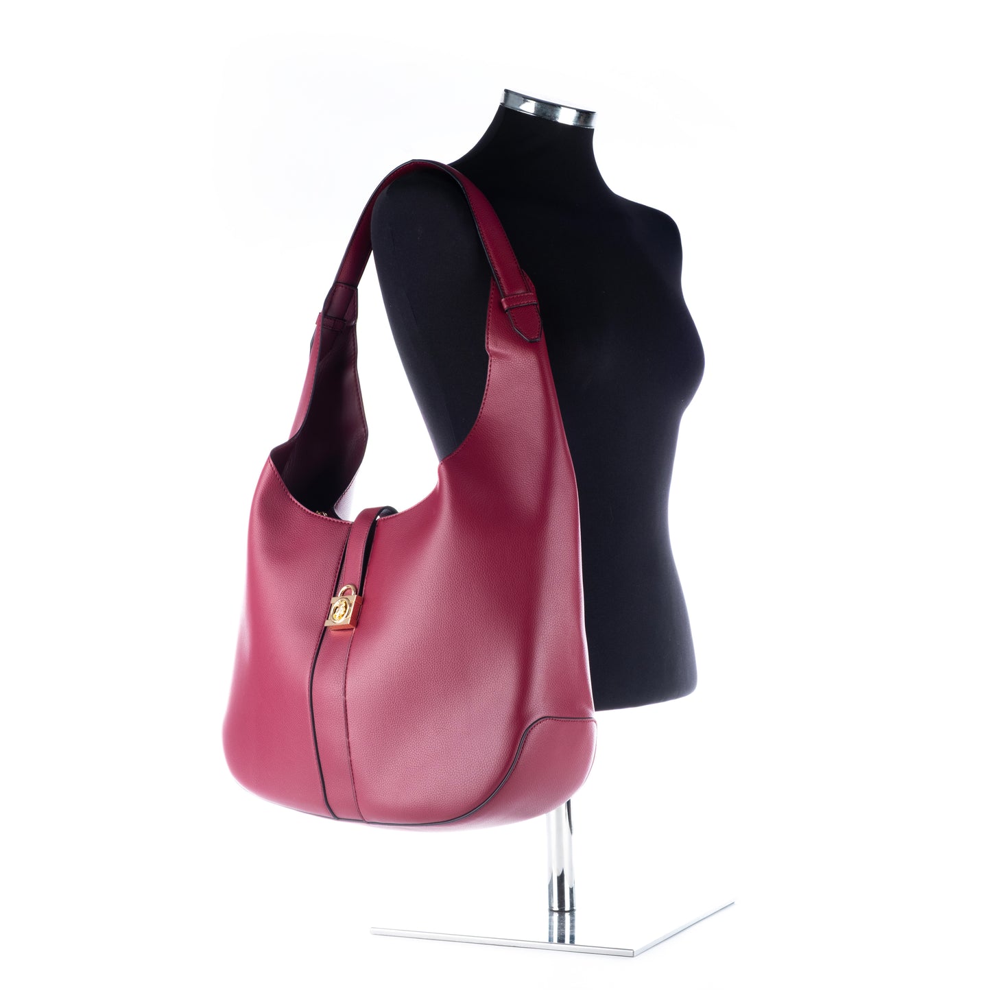 Bolsa de Ombro US Polo Assn Vinho Elegante com Detalhe em Dourado estilo Hobo