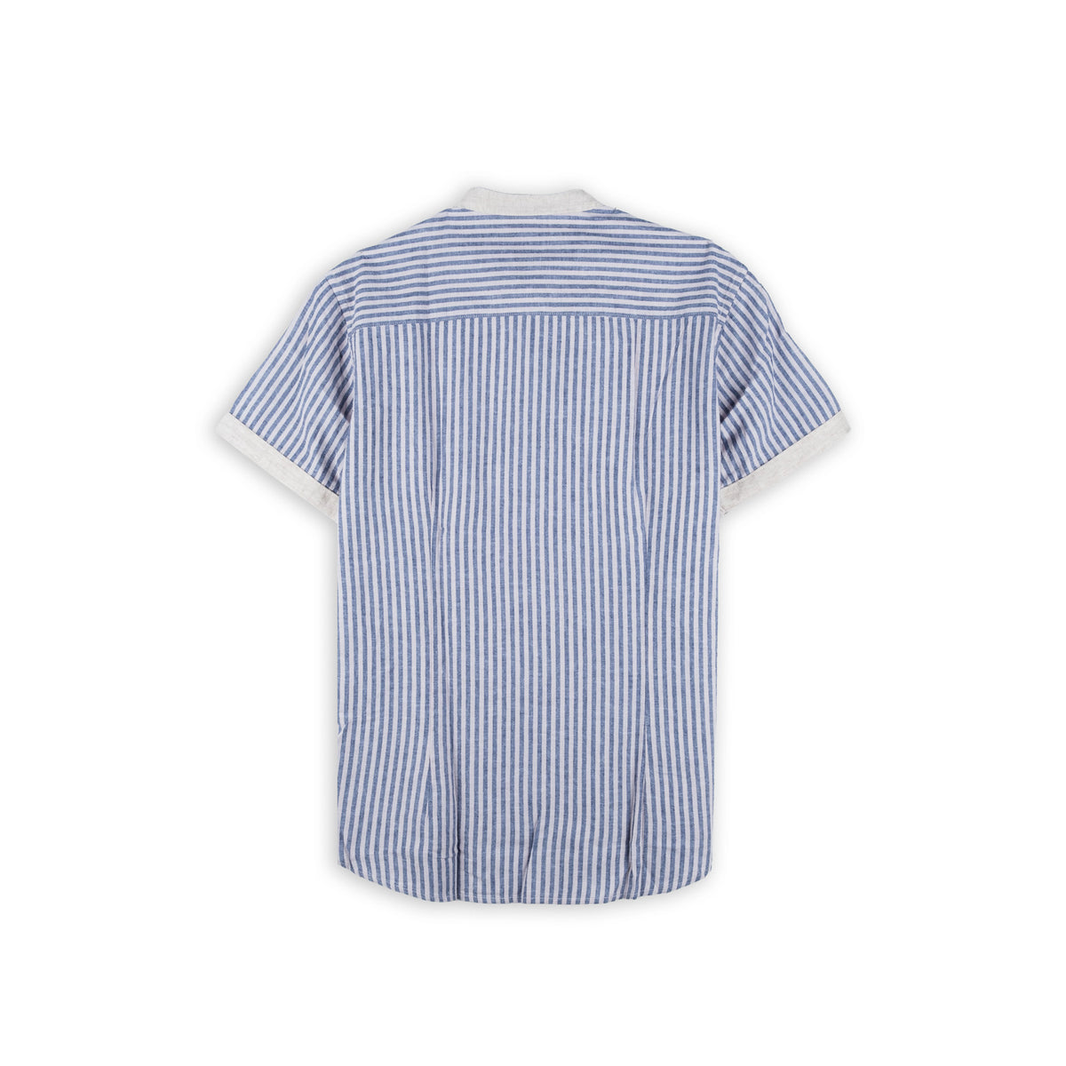Camisa Homem Yes Zee Azul e Branca de Manga Curta às Riscas com Bolso