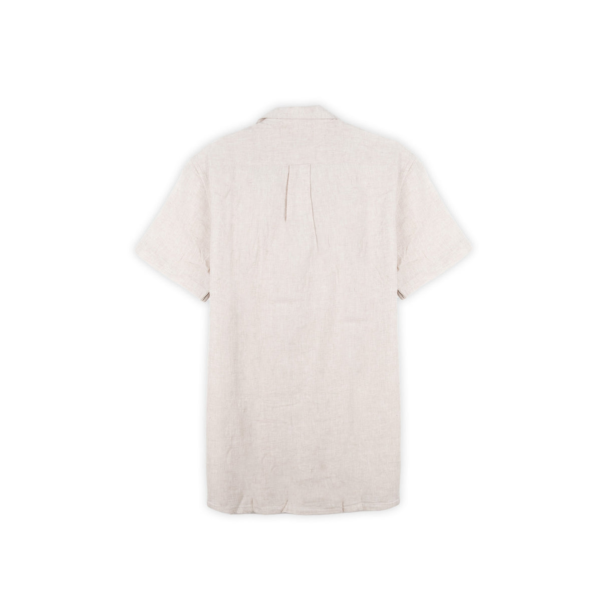 Camisa Homem Yes Zee Bege de Manga Curta com Colarinho Aberto