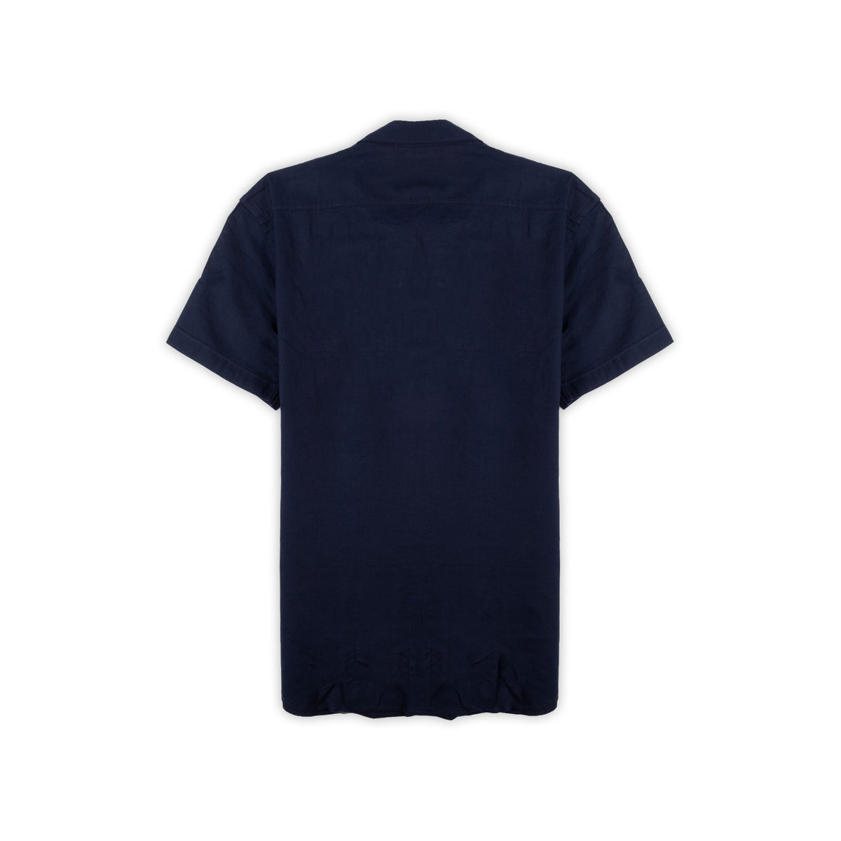 Camisa Homem Yes Zee Azul-Marinho de Manga Curta com Botões Contrastantes
