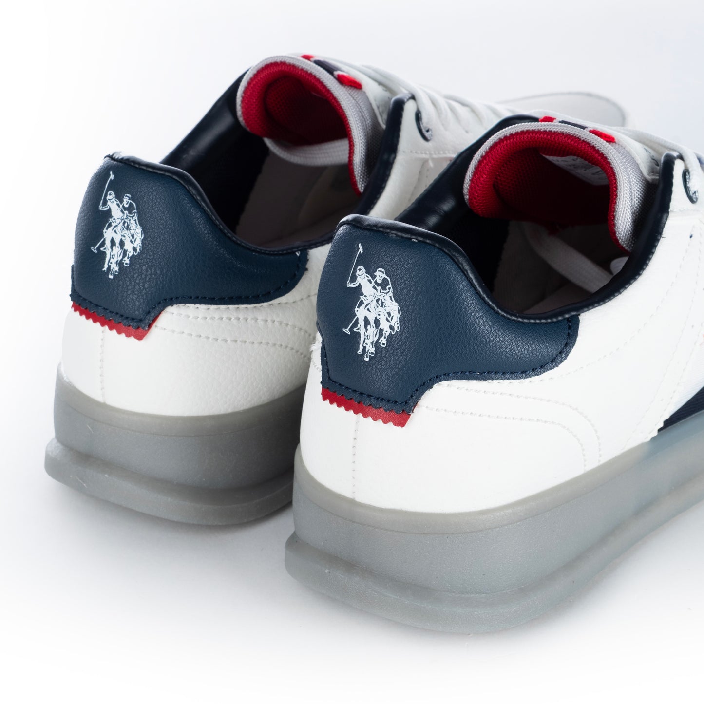 Ténis Homem Us Polo Branco com Detalhes em Azul e Vermelho