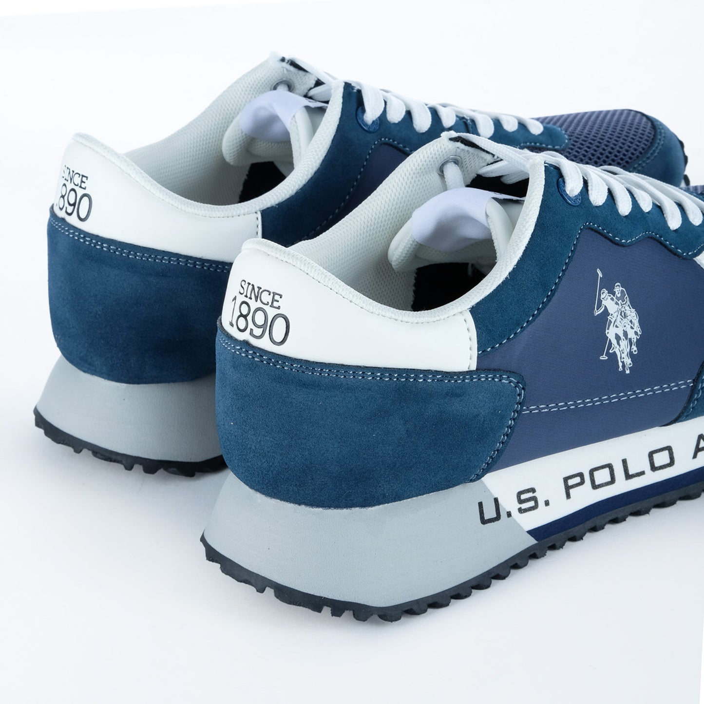 Ténis Homem U.S. Polo Assn. Azul com Detalhes Brancos e Logótipo Lateral