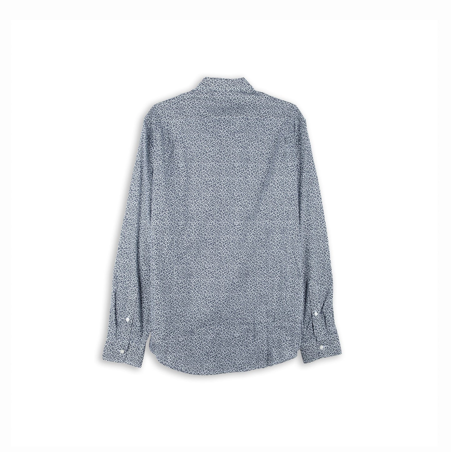 Camisa Homem Michael Kors Branco e Azul Marinho com Padrão Integral e Manga Comprida