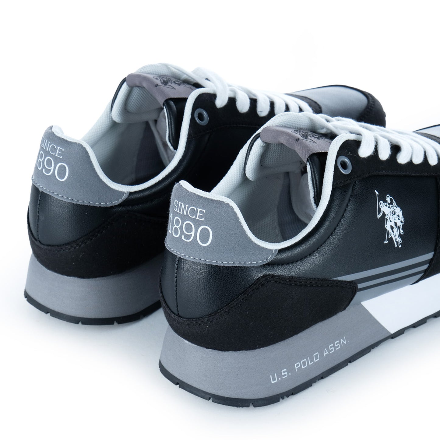 Ténis Homem U.S. Polo Assn. Pretos com Logótipo Contrastante e Atacadores Brancos