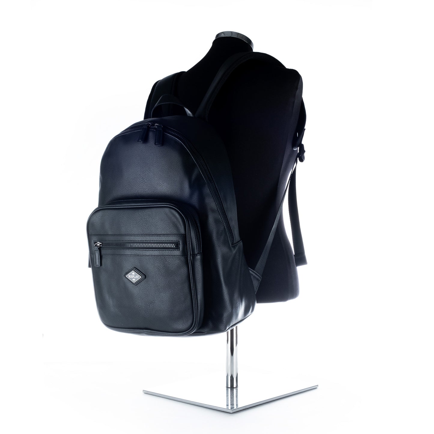 Mochila Homem Replay Preta com Bolso Frontal e Fechos de Correr