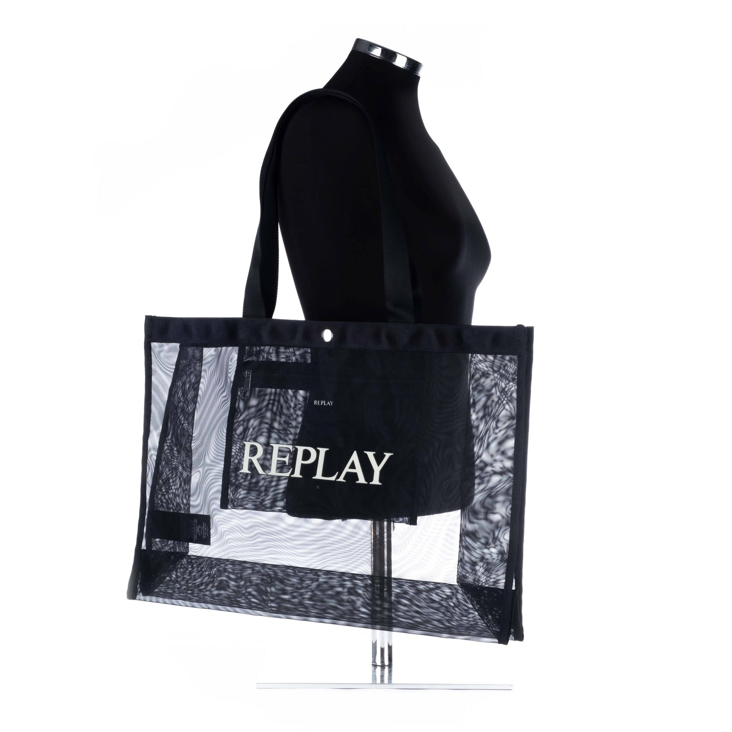 Bolsa Tote Feminina Replay Preta com Detalhes Modernos